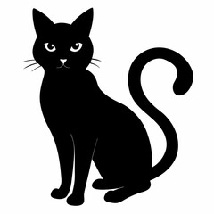 cat vector illustration, cat isolated on white, cat silhouette, cat vector art