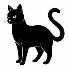 cat vector illustration, cat isolated on white, cat silhouette, cat vector art