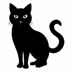 cat vector illustration, cat isolated on white, cat silhouette, cat vector art