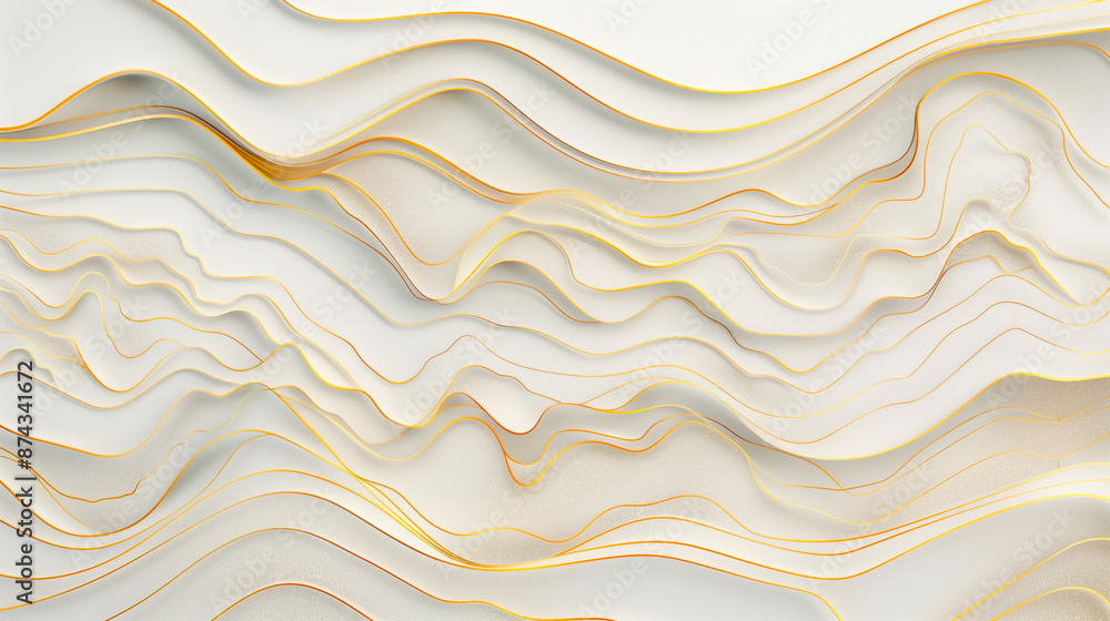 Poster luxury gold abstract line art background vector. mountain topographic map background with golden lin