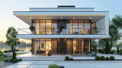 Fototapeta premium Big luxury modern house