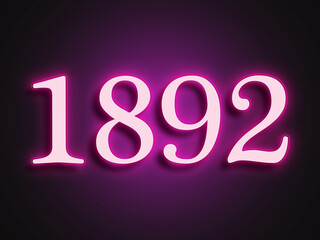 Pink glowing Neon light text effect of number 1892.