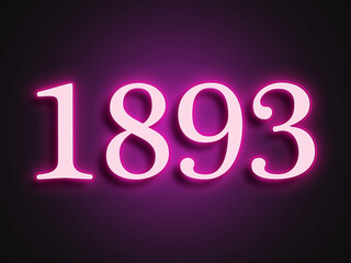 Pink glowing Neon light text effect of number 1893.