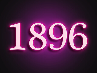 Pink glowing Neon light text effect of number 1896.