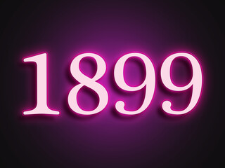 Pink glowing Neon light text effect of number 1899.