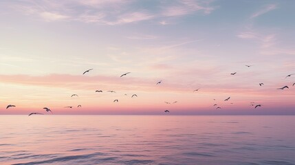 birds flying over the ocean