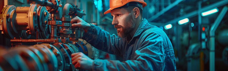 a man is using a testing device on electric motors, in the style of emerald and 