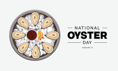 National Oyster Day design. It features oyster on a plate. Vector illustration