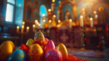 horizontal image of interior view of the cathedral. For banner, design, blog, easter, christmas