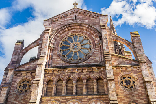 Facade of Our Lady of the Assumption Church. Torrelavega, Cantabria, Spain.