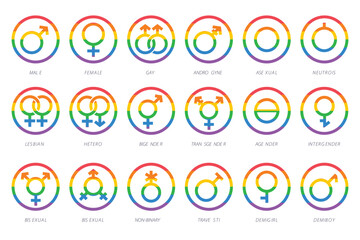 Flat pride month symbols collection