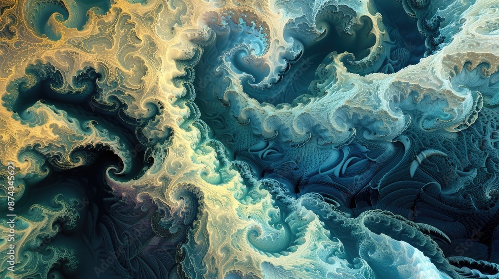 Poster fractal design with a wave like texture