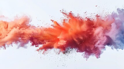 Colorful explosion of powder on white background.
