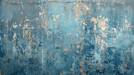 Obraz premium Weathered blue metallic wall texture with stains and scratches
