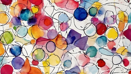 Hand drawn geometric seamless  Round circular dot  polka dot pattern. doodle.  AI generated image, ai