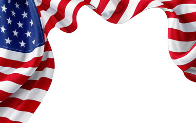 American flag waving in the Transparent background