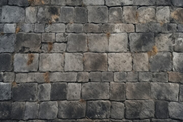 Obraz premium Processed collage of old european cobble stone pavement texture. Background for banner