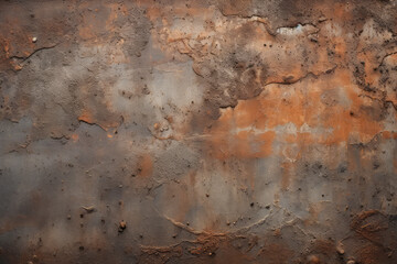 Processed collage of old rusty metal sheet texture in daylight. Background for banner