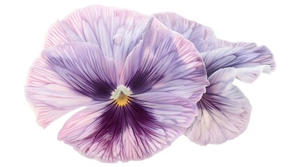 Soft Pastel Pansy with Intricate Floral Markings on Isolated Background