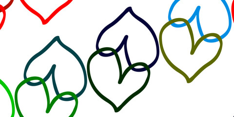 Light Multicolor vector background with Shining hearts.