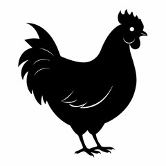Hen vector illustration, rooster isolated on white, hen silhouette, chicken vector art, hen and rooster