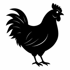 Hen vector illustration, rooster isolated on white, hen silhouette, chicken vector art, hen and rooster