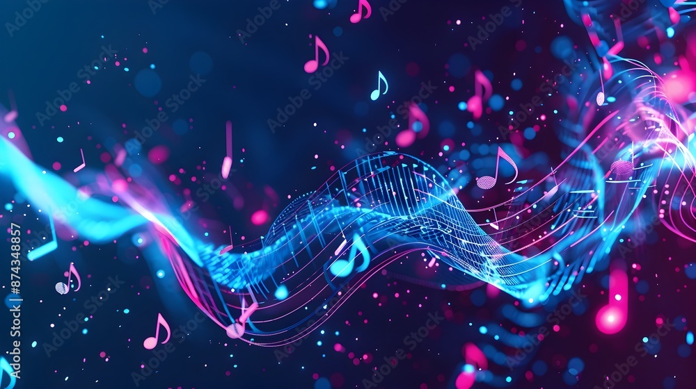 Poster minimalist abstract representation of a music streaming app interface