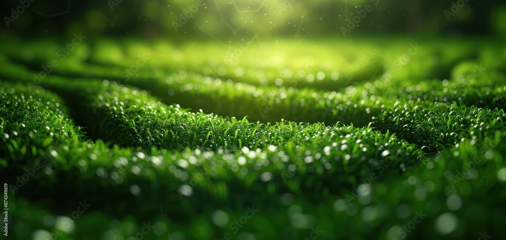 Aufkleber A field of green grass with a winding path through it