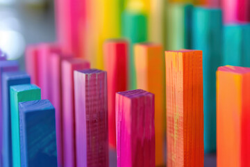 Bar charts with many colors going up and down for stock market investment or bright colorful banking charts