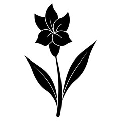 minimalist gladiolus with stems and leaves silhouette vector illustration.