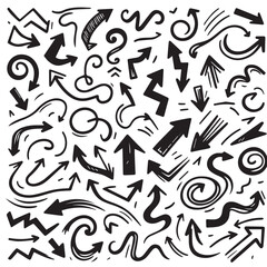 Clean White Background with Sketchy Black Hand-Drawn Arrows