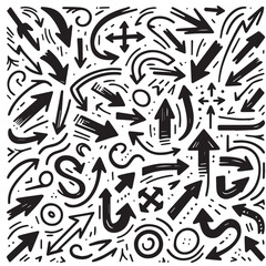 Clean White Background with Sketchy Black Hand-Drawn Arrows