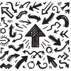 Clean White Background with Sketchy Black Hand-Drawn Arrows