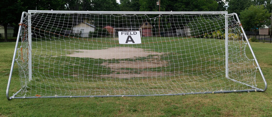 Empty soccer field net