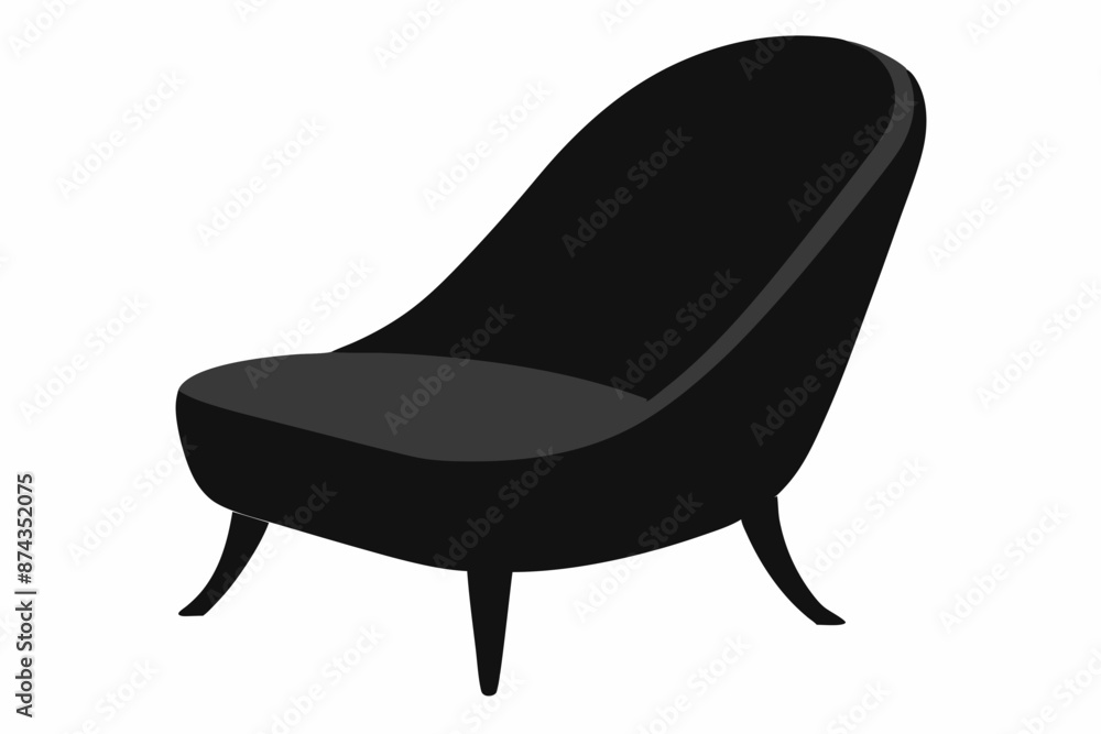 Wall mural slipper chair silhouette black vector art illustration