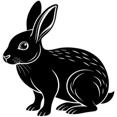 Rabbit vector illustration, bunny isolated on white, rabbit silhouette, bunny vector art