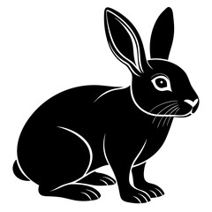 Rabbit vector illustration, bunny isolated on white, rabbit silhouette, bunny vector art
