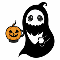 Cute Ghost coffee Pumpkin Halloween ,Halloween pumpkin and ghost