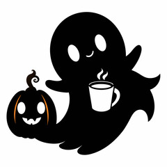Cute Ghost coffee Pumpkin Halloween ,Halloween pumpkin and ghost