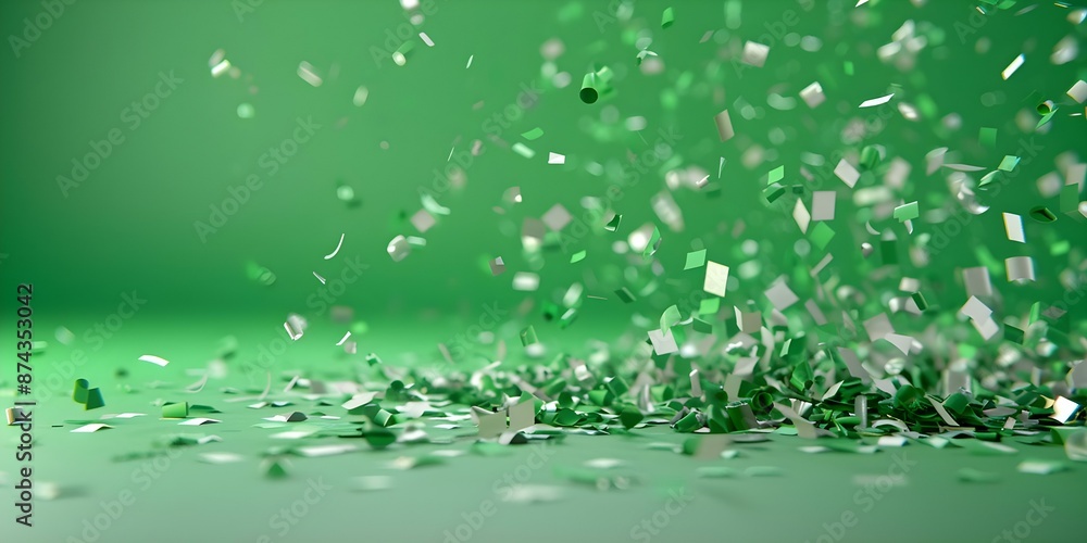 Aufkleber realistic confetti blast composited seamlessly into cgi scene with green screen. concept visual effe