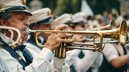Brass Band Performing Lively Parade Music