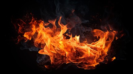 Fototapeta premium Intense Flames: A Close-Up View of a Raging Fire with Orange and Red Hues