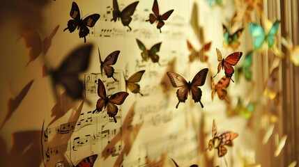 Musical Metamorphosis:Butterflies Emerging from Whimsical Notes