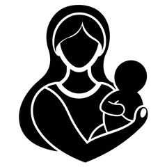 mother with her baby heart outline vector silhou
