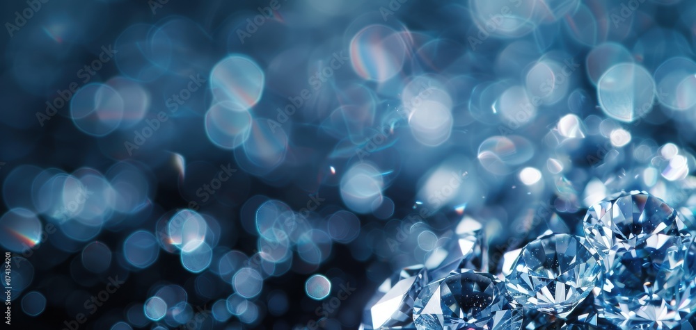 Poster a close up of a blue background with a bunch of diamonds scattered around