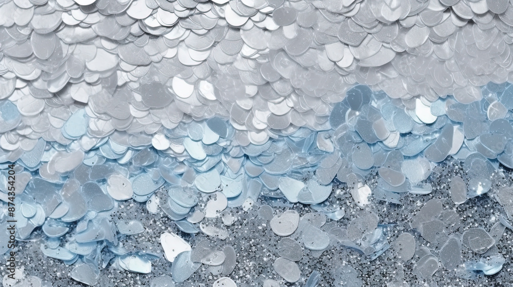 Poster abstract shiny background with blue glitter waves. scattered confetti sparkles with light blue color