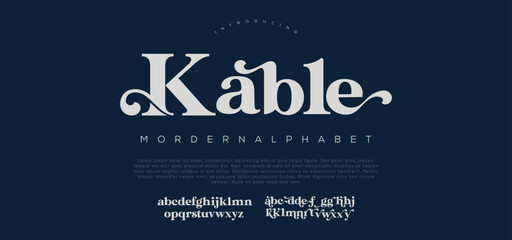 Fototapeta premium Kable Modern abstract digital alphabet font. Minimal technology typography, Creative urban sport fashion futuristic font and with numbers. vector illustration