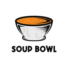 soup bowl logo design concept vintage style