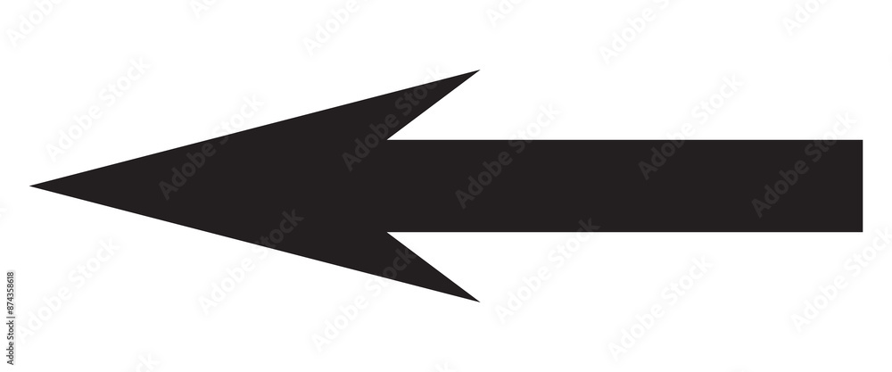 Poster black large backwards or left pointing solid long arrow icon sketched as vector symbol.