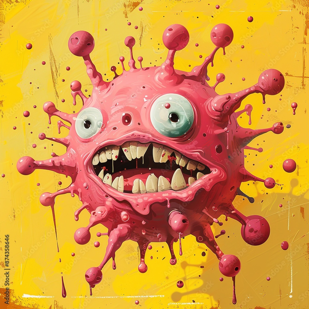 Poster dive into a whimsical virus fiesta where microscopic intruders take center stage in a lighthearted a